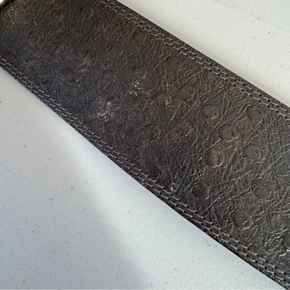 Vintage Doppia Vita Brown Wide Textured Embossed Leather Triple Ring Belt - Picture 12 of 15